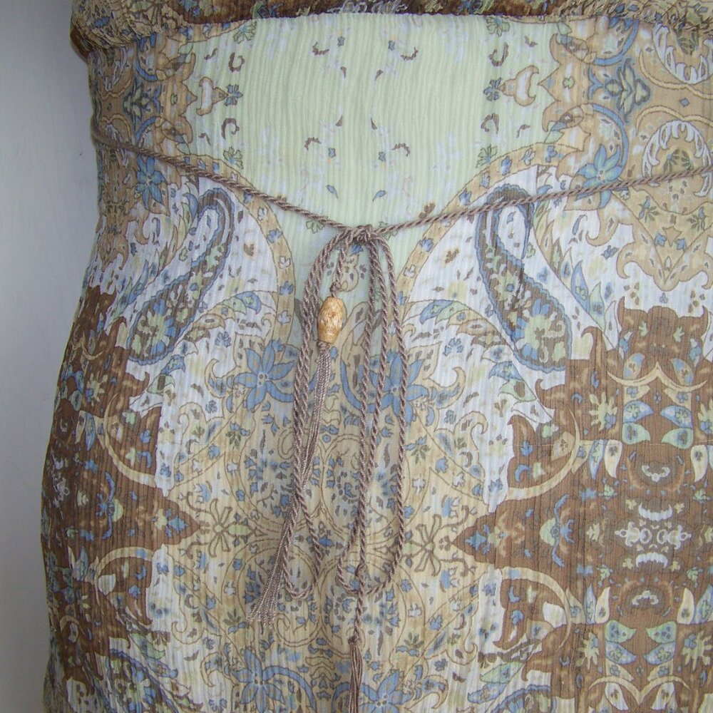 Elie Tahari Green Paisley Print Crinkled Silk Chi… - image 3